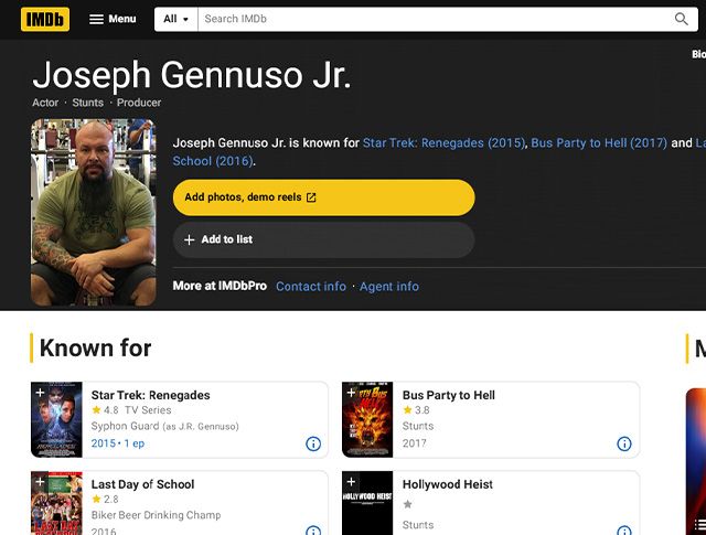 actor Joseph Gennuso Jr. acting profile