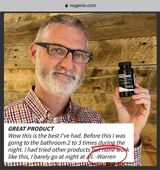 Nugenix Employee Peter Baker pretending to be customer Warren