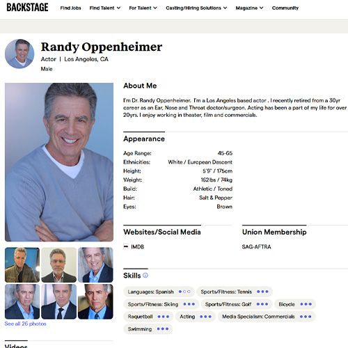 actor Randy Oppenheimer acting profile