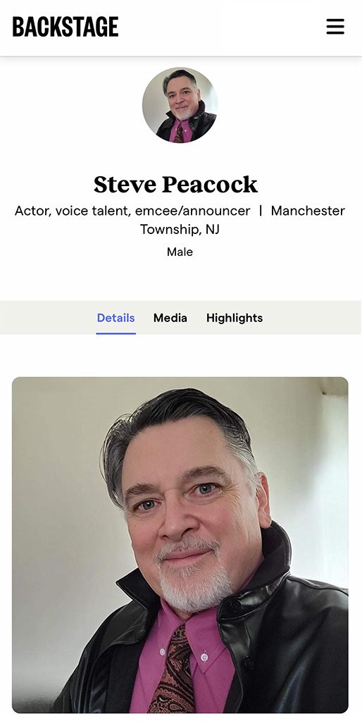 actor Steve Peacock - Backstage acting profile