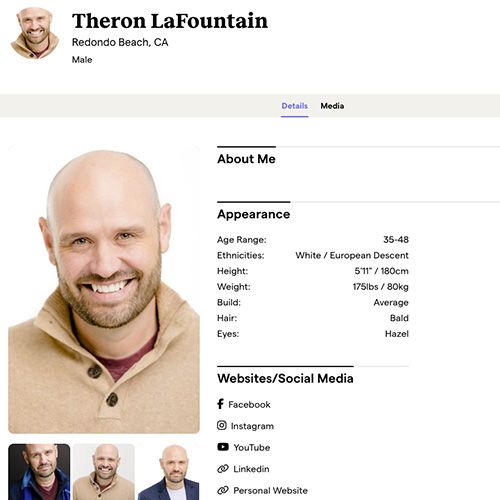 actor Theron Lafountain acting profile