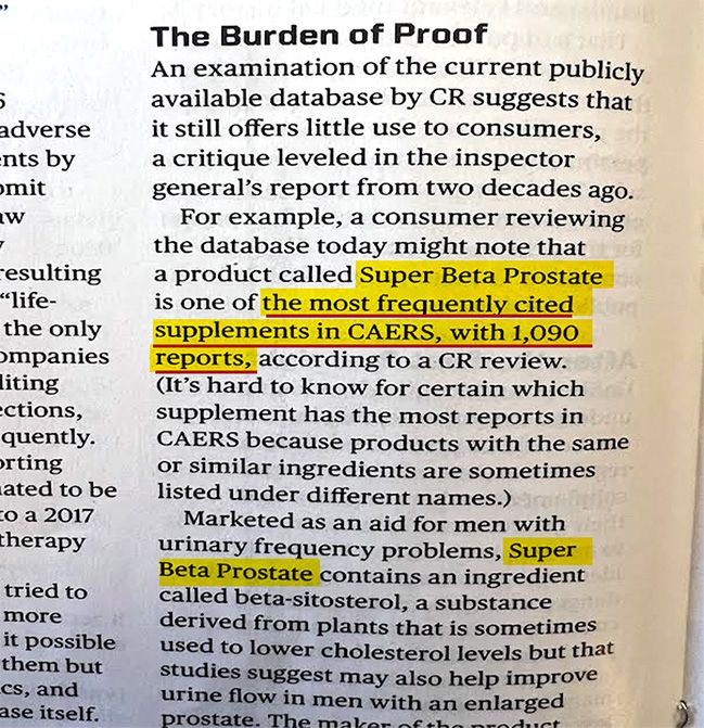 Consumer Report Magazine, excerpt - the burden of proof