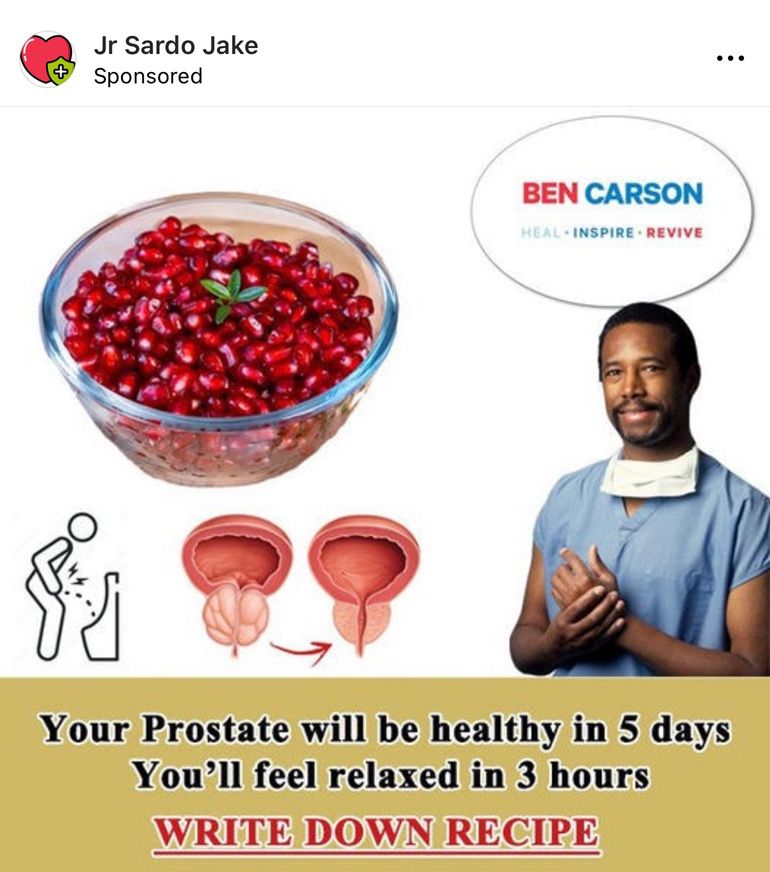 Dr. Ben Carson sposored ad. on Dr. Sardo Jake