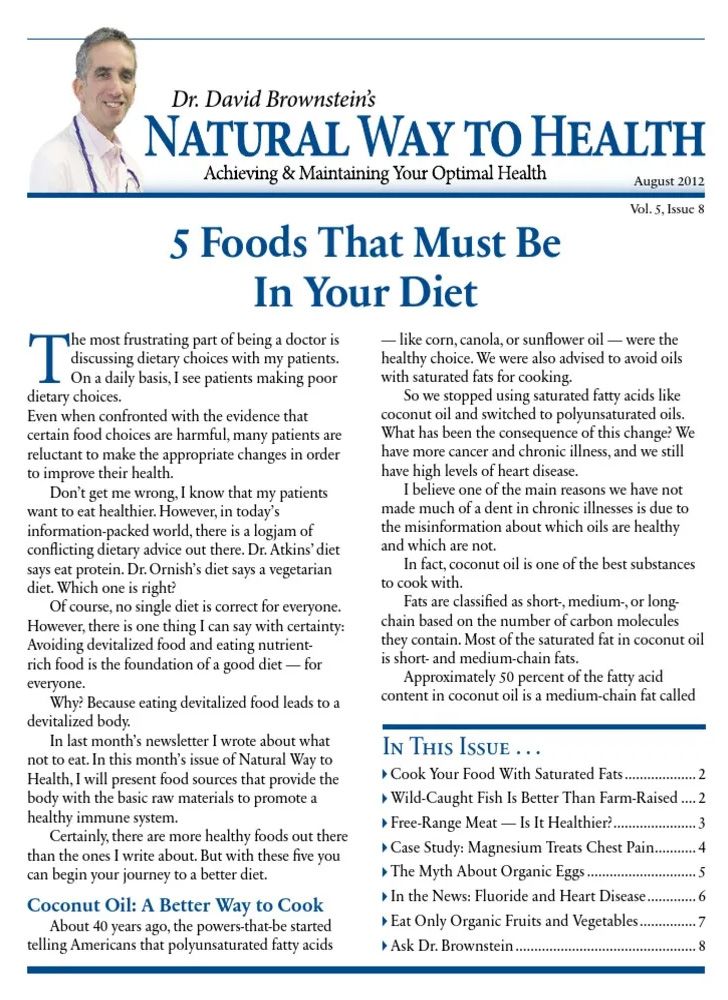 Dr. David Brownstein, newsletter - 5 foods that must be in your diet