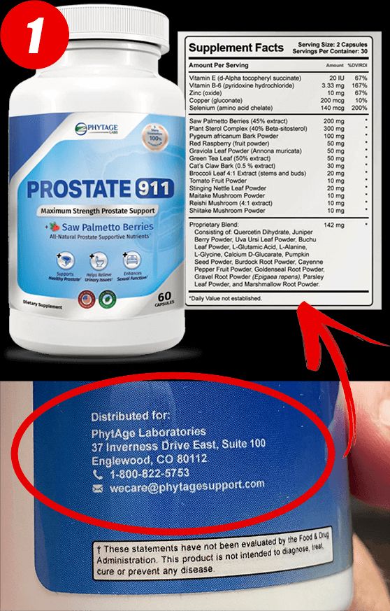 Prostate 911 bottle information