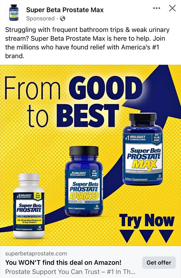 Super Beta Prostate MAX - Facebook ad